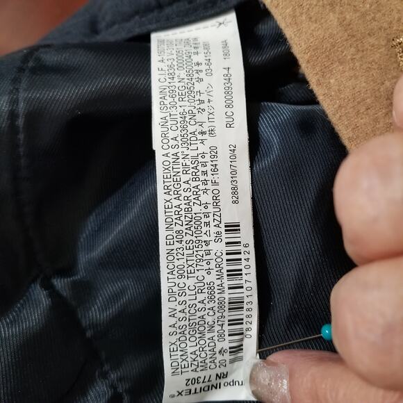 ZARA Women's Tan Wool Blend Pants Back Elastic Waist Pockets Belt Loops Sz 32 - Picture 11 of 13